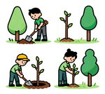 儿童植树场景图