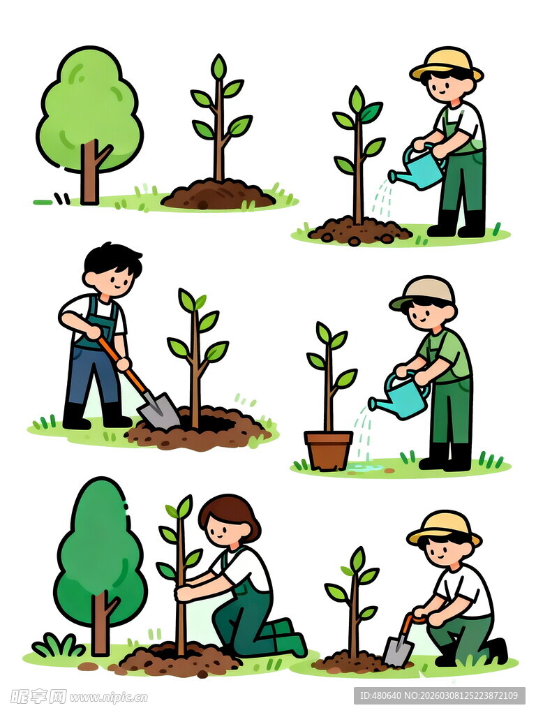 植树过程插画