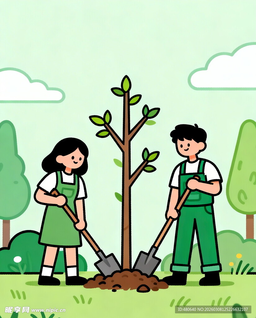 儿童植树共筑绿色美好未来