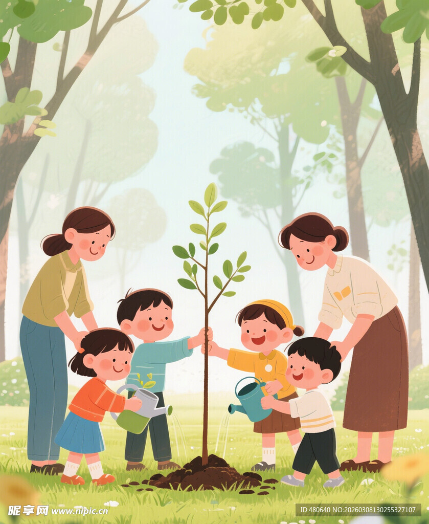 植树节家庭亲子共植希望之树