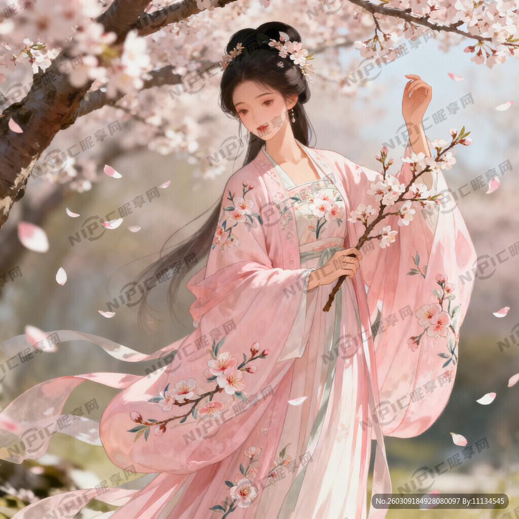 杏花花神  汉服  人物全身 
