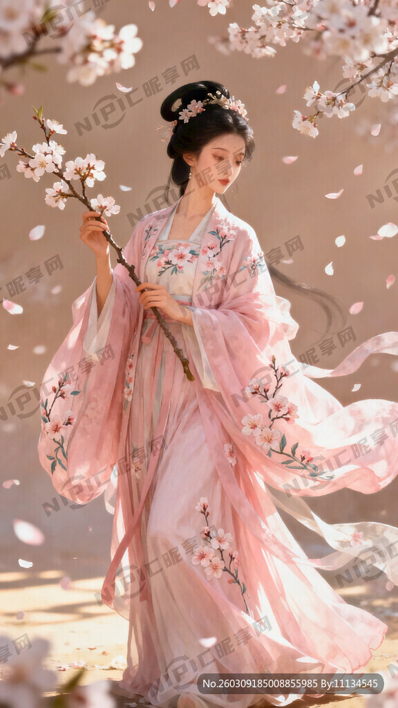 杏花花神  汉服  人物全身 