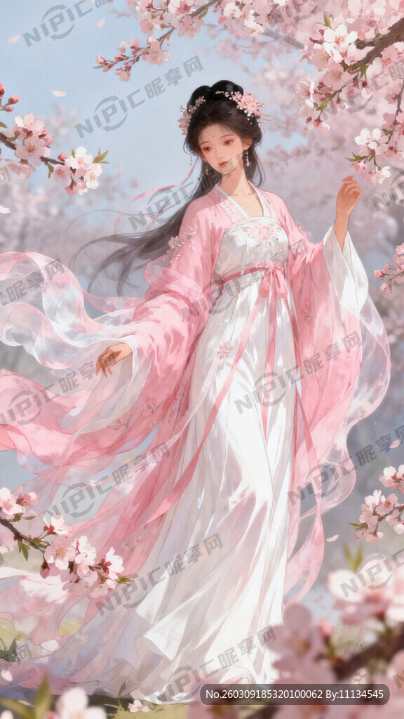 桃花花神  汉服  人物全身 