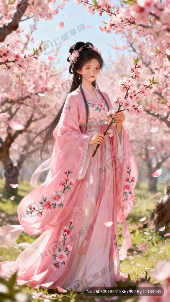 桃花花神  汉服  人物全身 