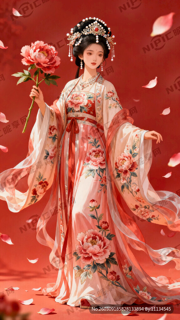 牡丹花花神  汉服  人物全身