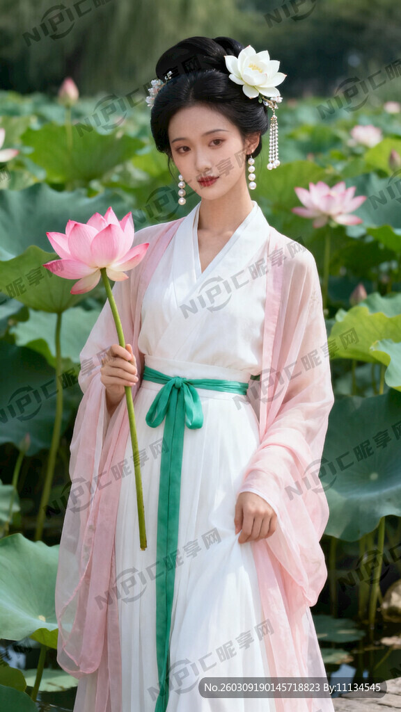 荷花花神  汉服  人物全身 