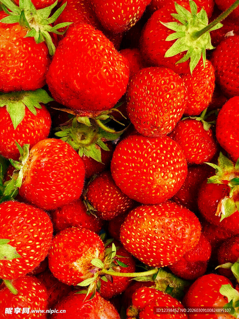 新鲜饱满的红色草莓