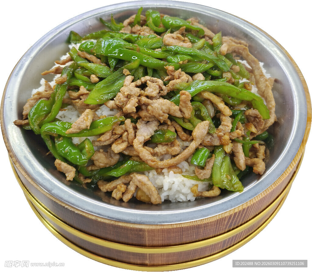 青椒肉丝木桶饭