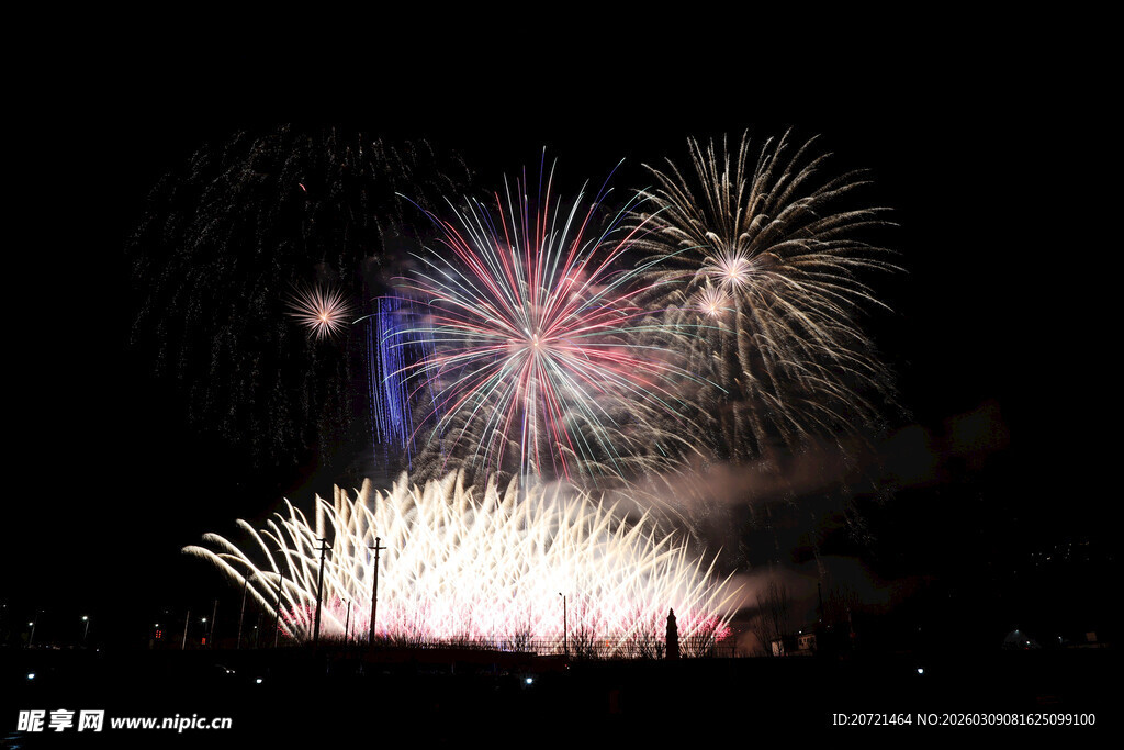 夜空中绚烂的烟花绽放