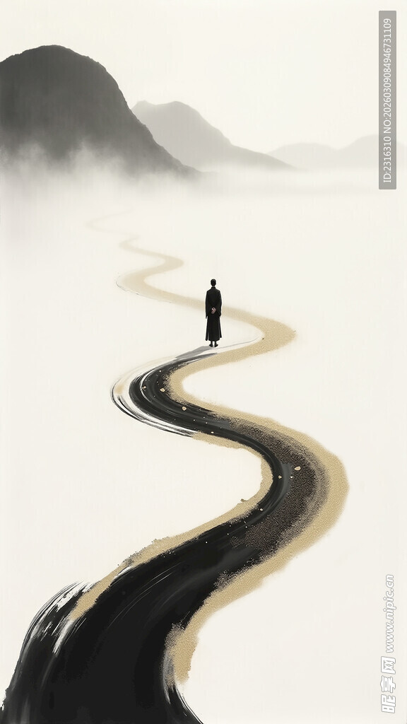 一人独行于蜿蜒之路