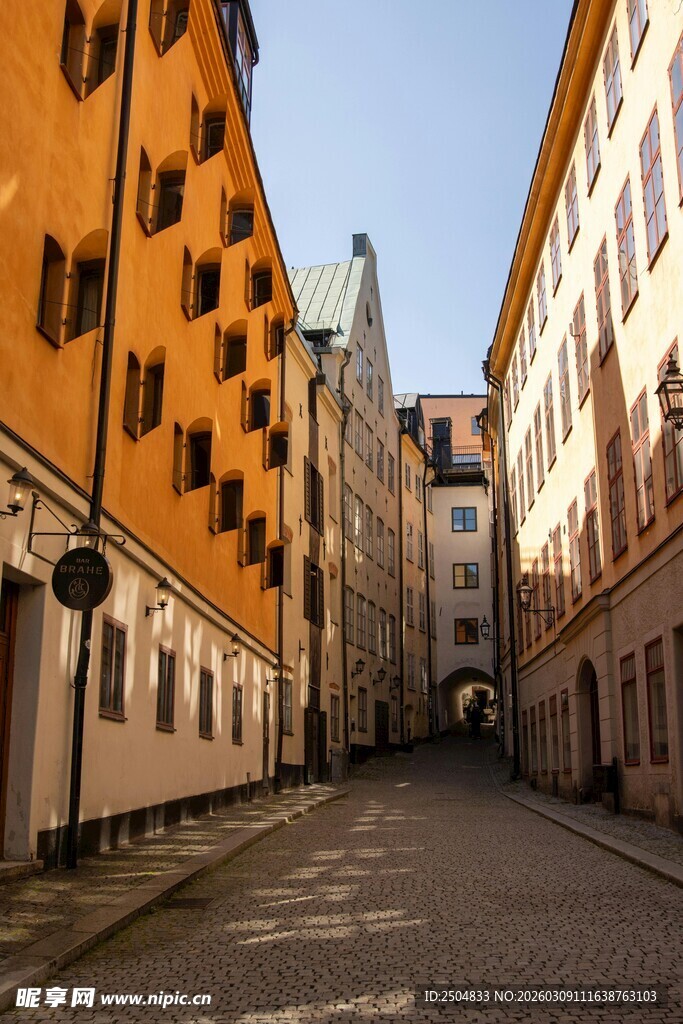 古老街道的欧式建筑风景