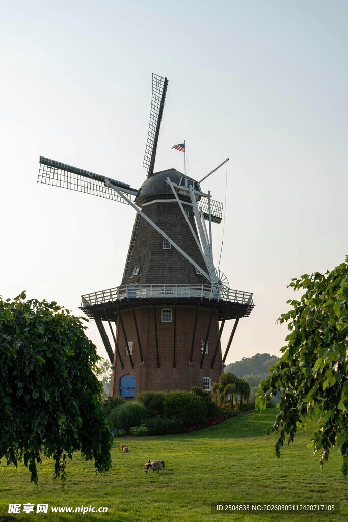 荷兰风车景观