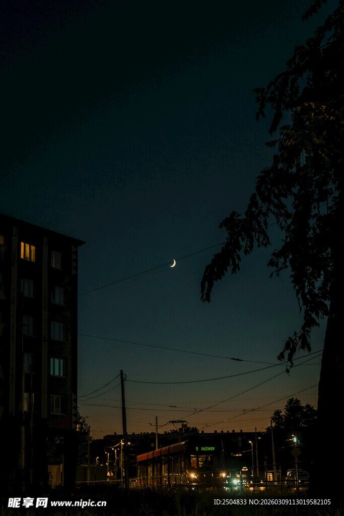 城市夜幕下的静谧景象