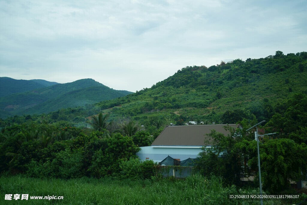 山间小屋隐于葱郁绿意中