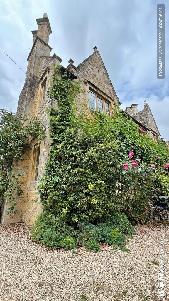 古老石屋被绿植环绕