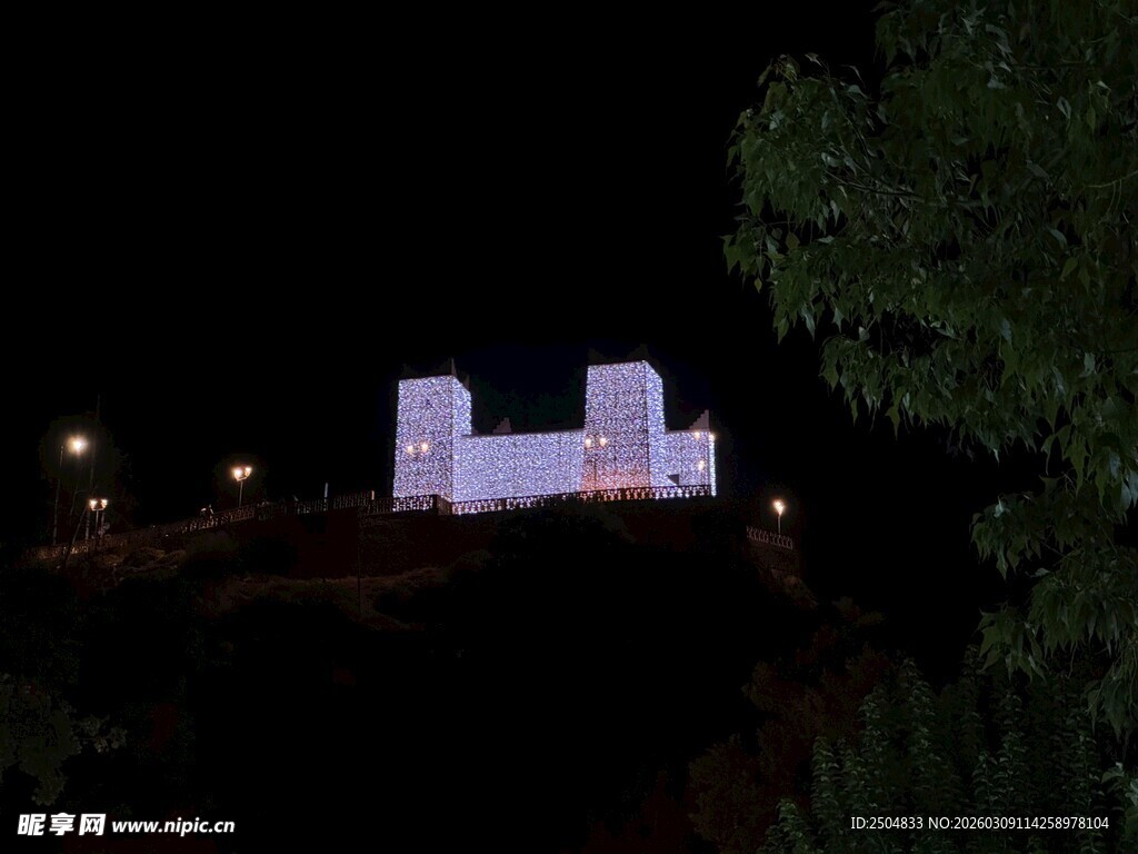 夜晚城堡灯光秀景观