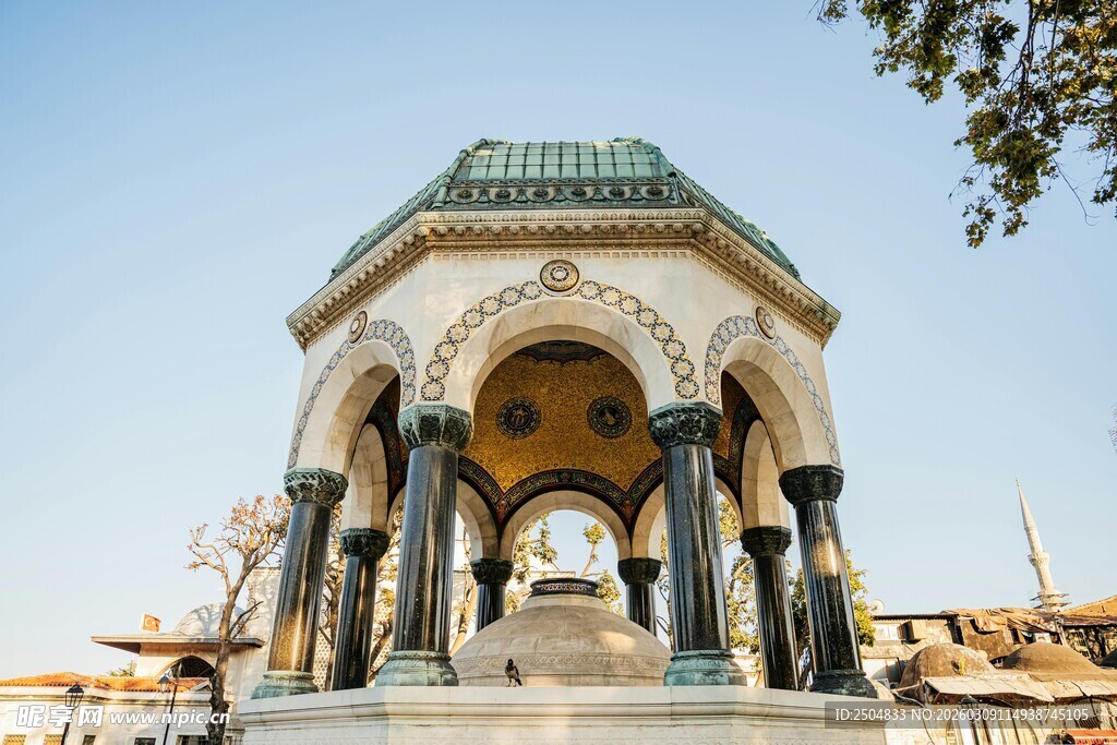 古典八角亭建筑景观