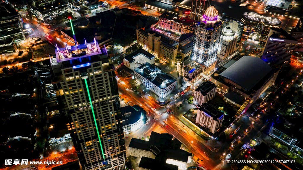 城市璀璨夜景俯瞰图