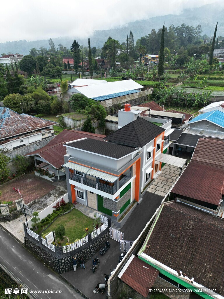 小镇建筑景观鸟瞰