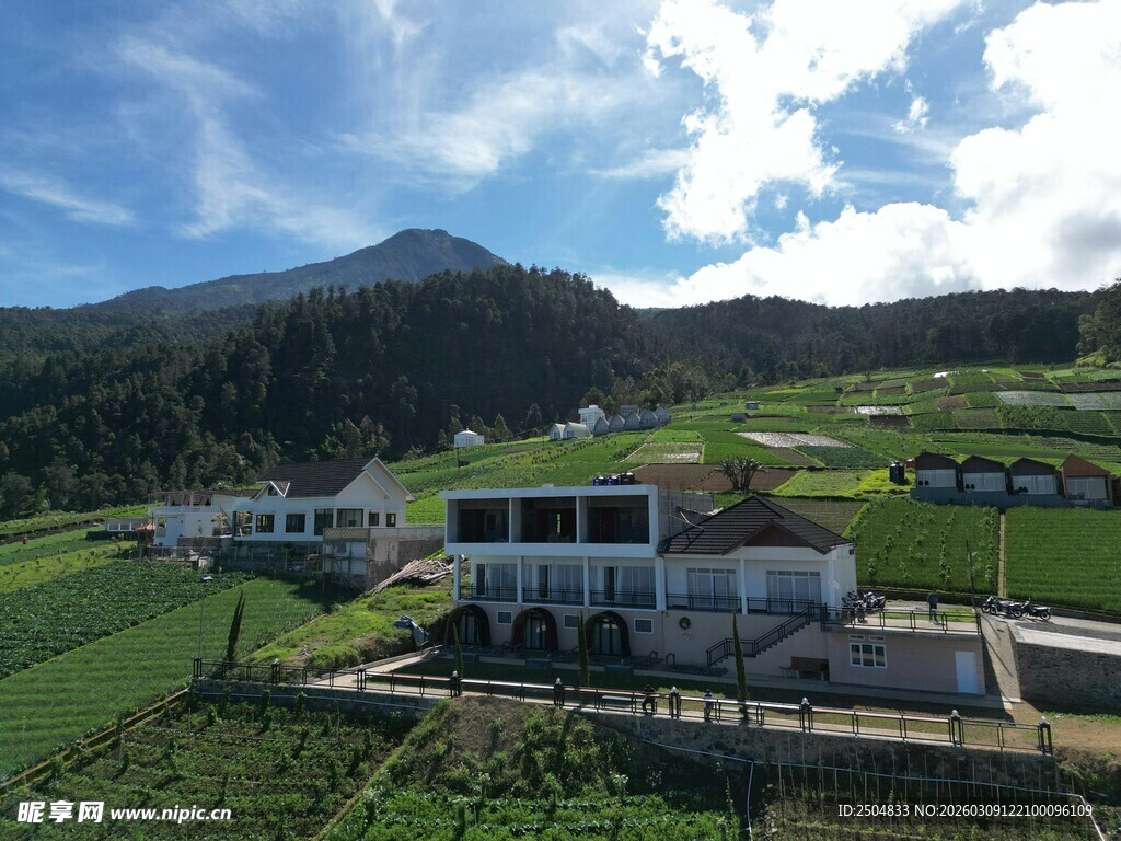 山间田园中的现代建筑群