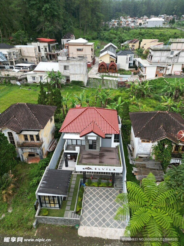 乡村住宅区鸟瞰图