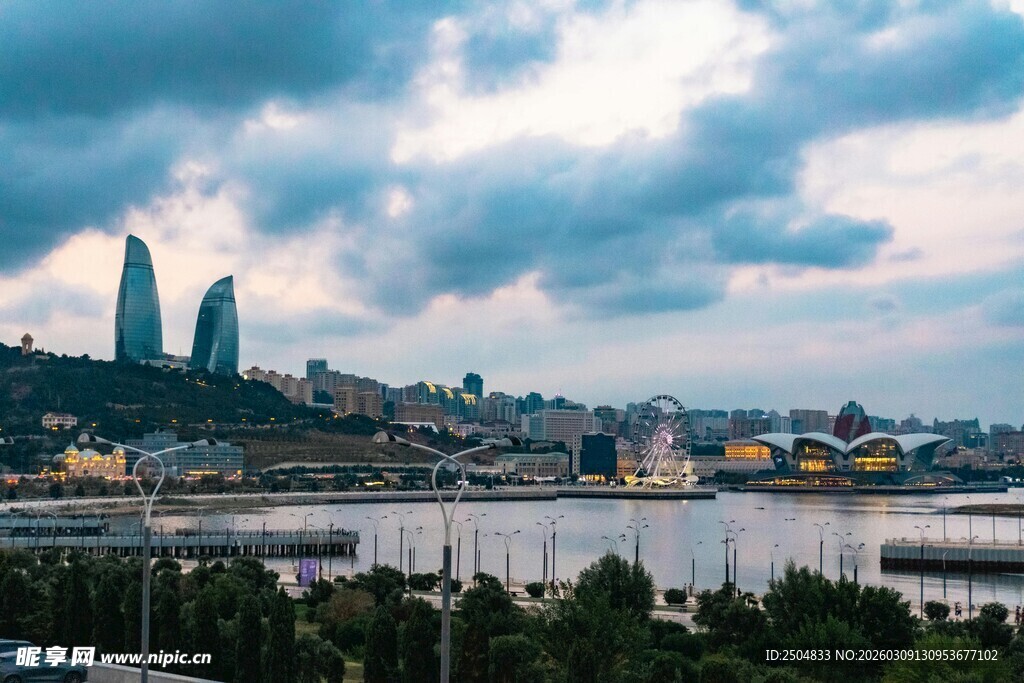 巴库城市天际线美丽景观