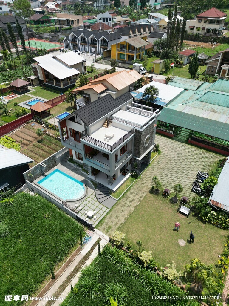 现代别墅景观俯瞰图