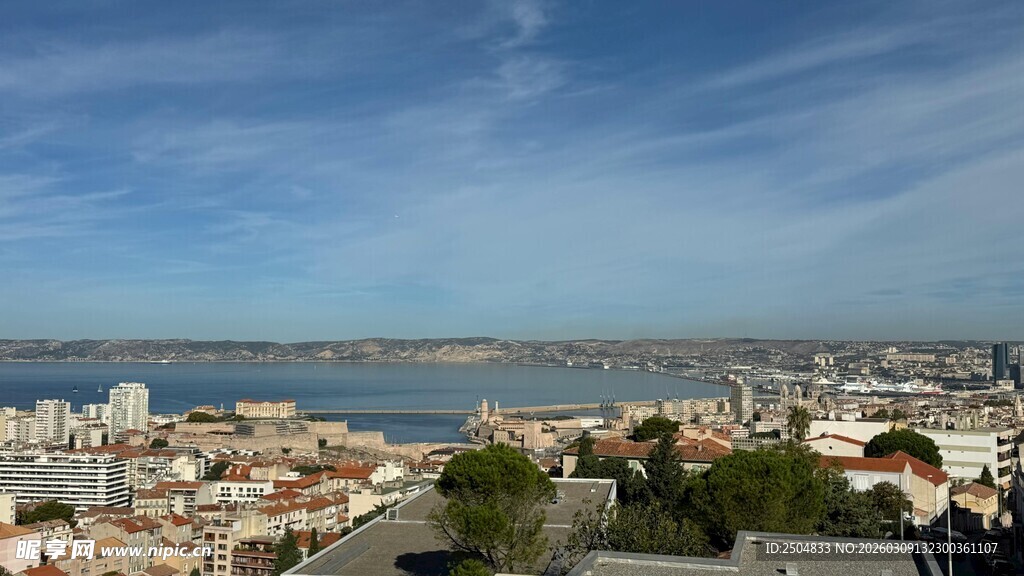 城市海景风光俯瞰图