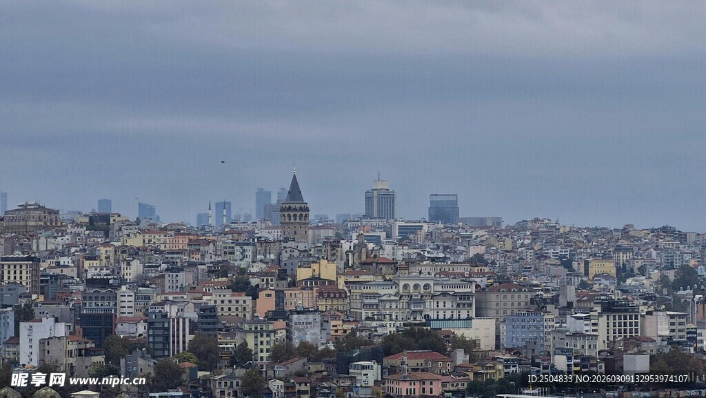 城市天际线景观俯瞰图