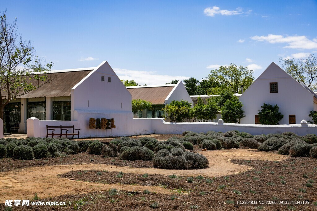 乡村白墙房屋景观