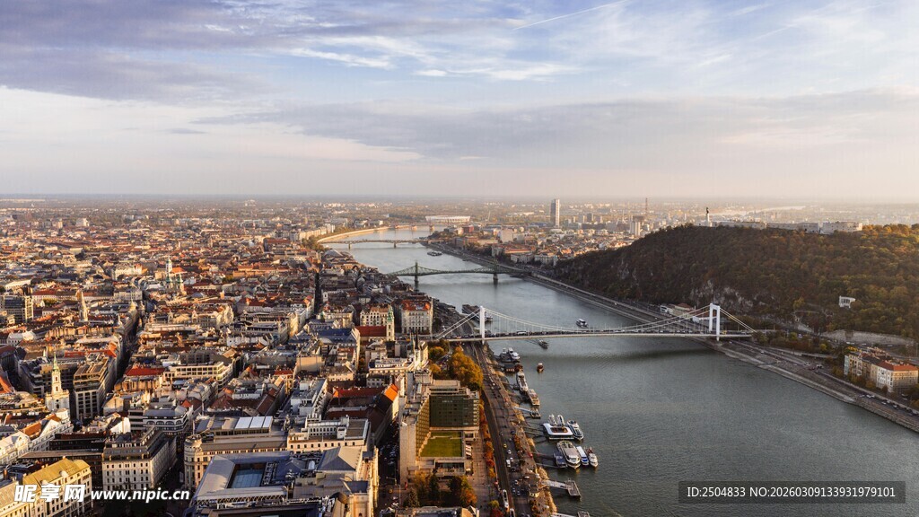 布达佩斯城市河畔壮丽景观