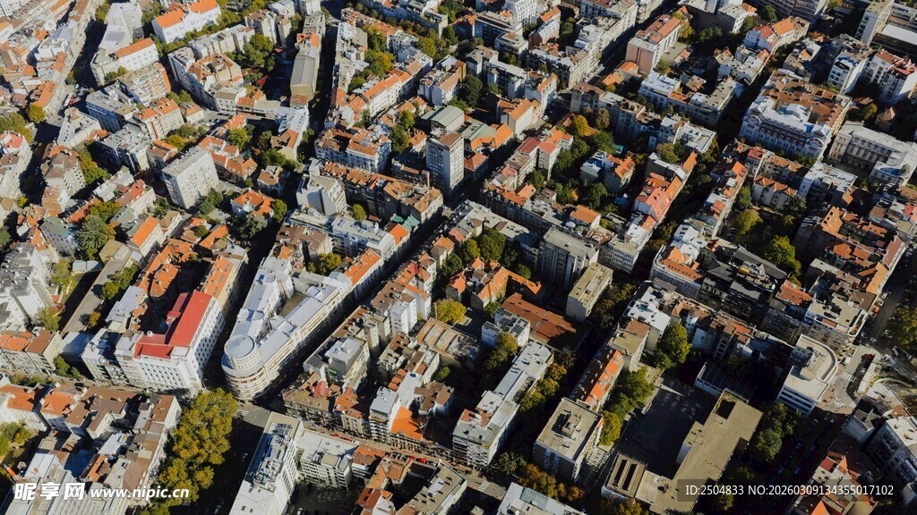 俯瞰城市建筑群