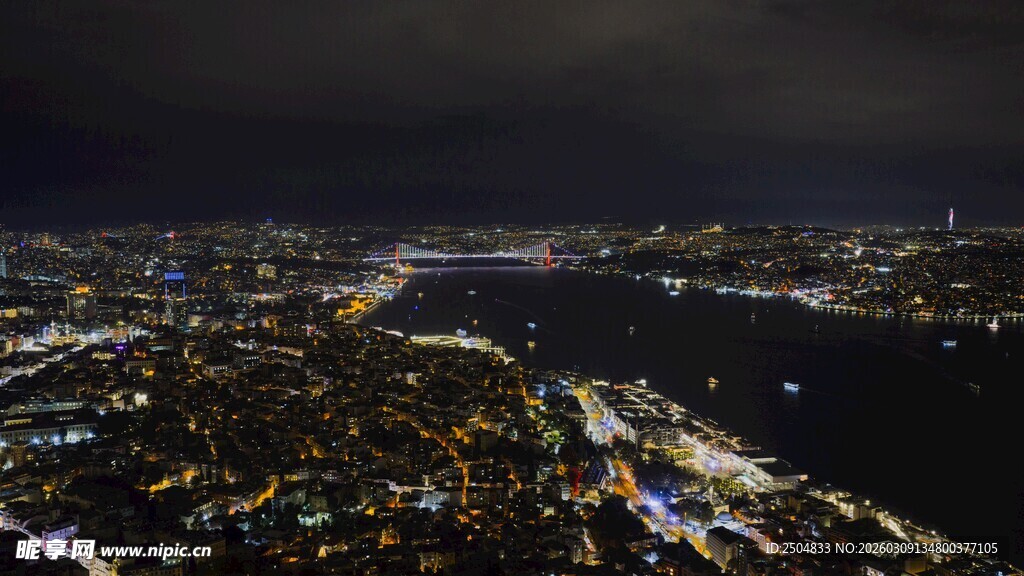 城市璀璨夜景俯瞰图