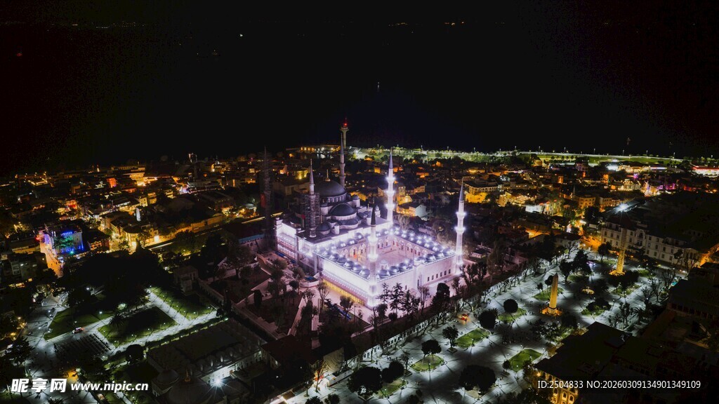 城市璀璨夜景鸟瞰图