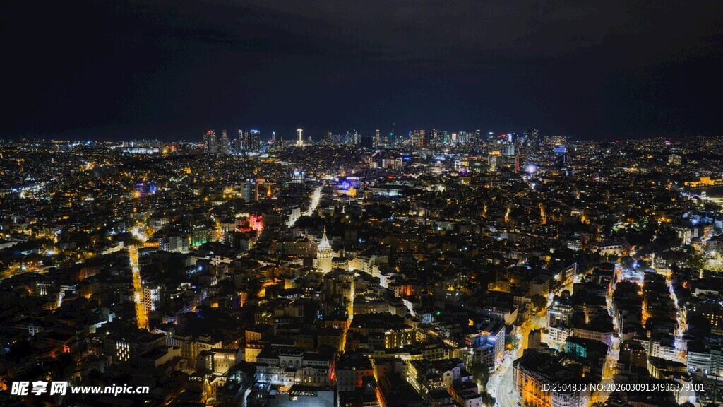 城市璀璨夜景俯瞰图