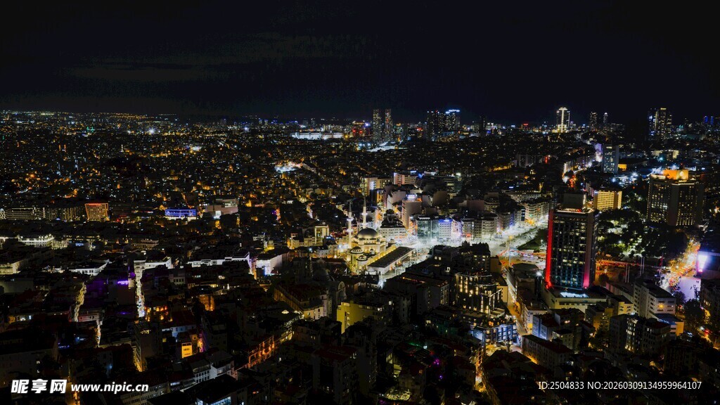 城市璀璨夜景俯瞰图
