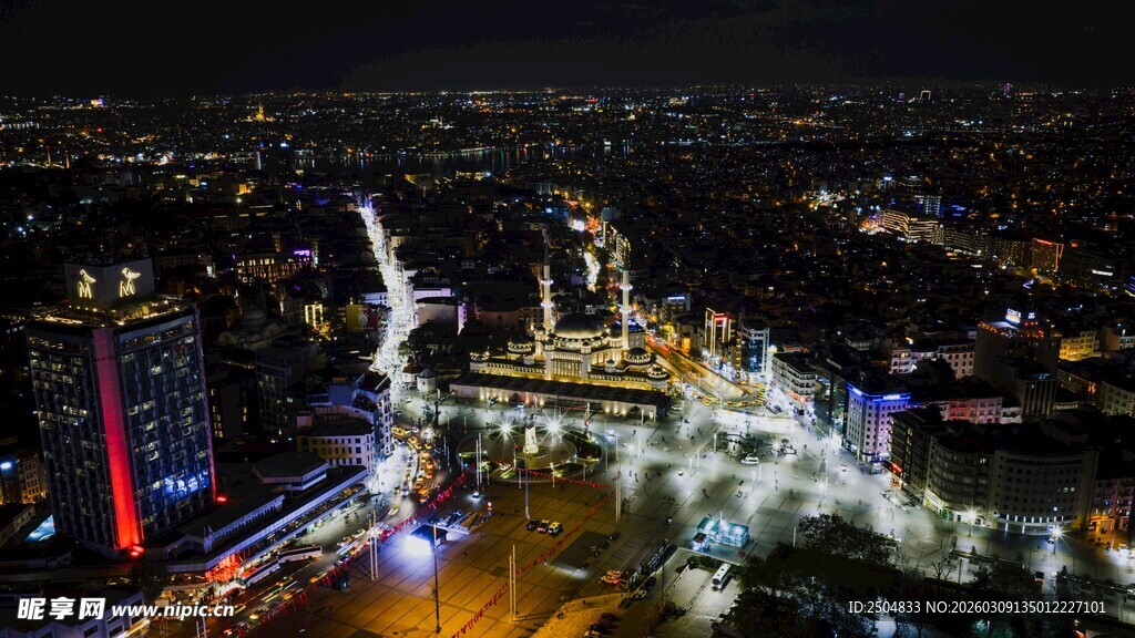 城市璀璨夜景俯瞰图