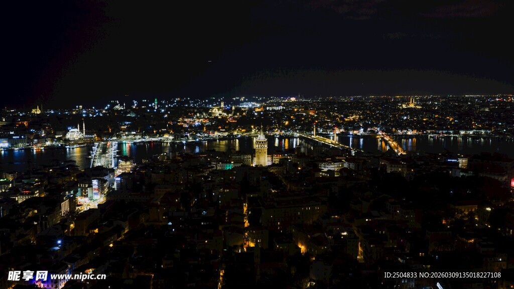 城市璀璨夜景俯瞰图