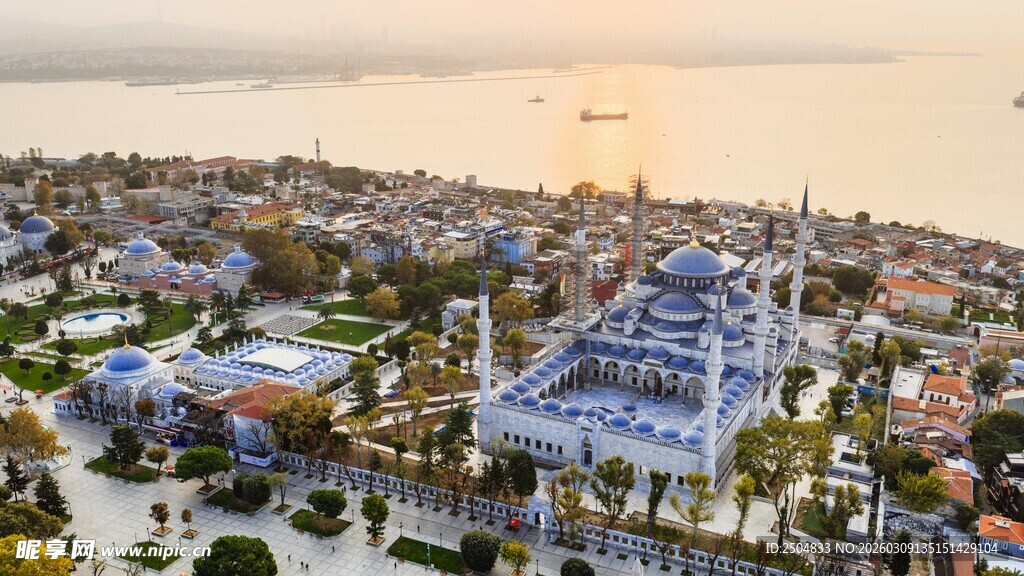 海滨城市美丽全景风光