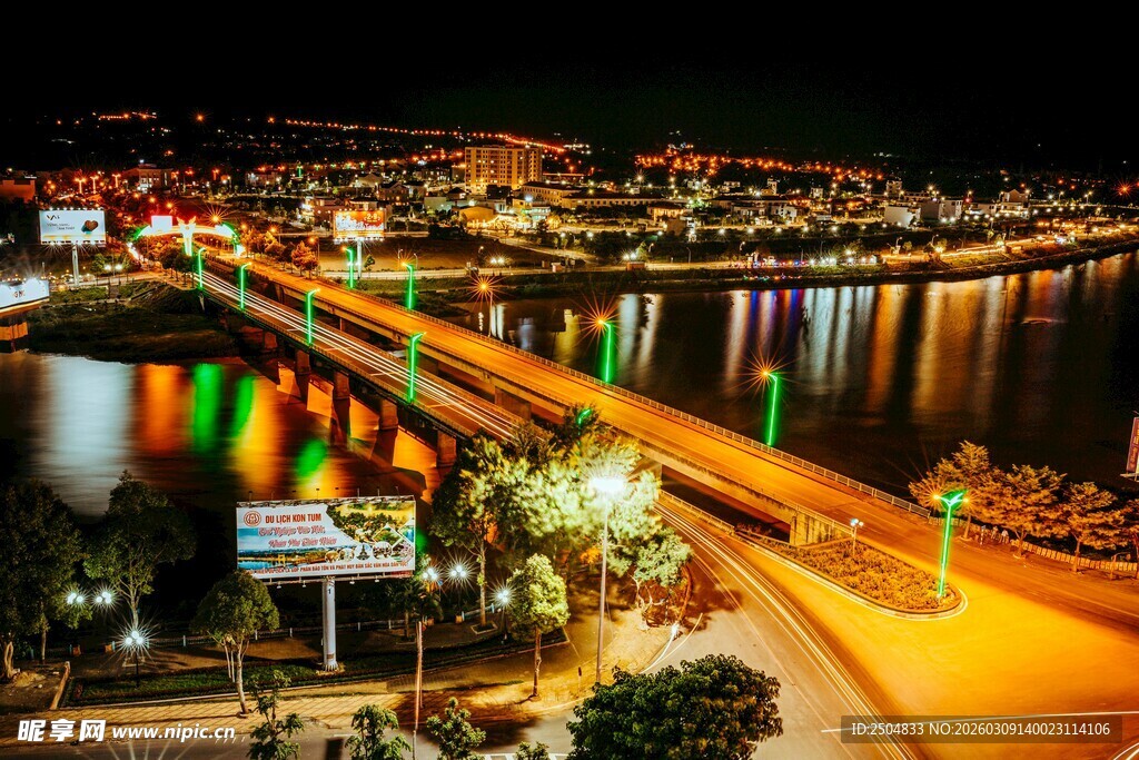 城市夜景桥梁绚丽灯光秀