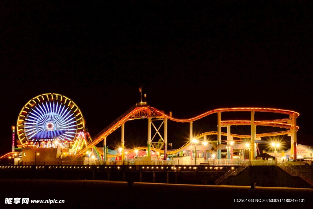 夜晚 乐园灯火璀璨景观