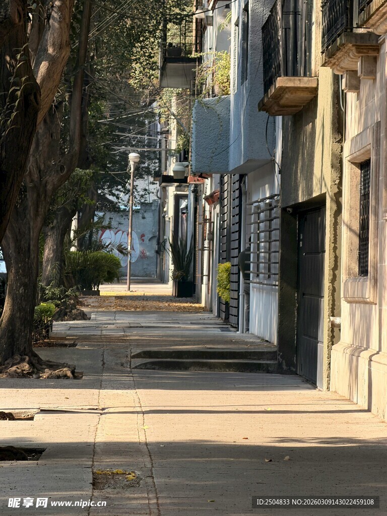 宁静街道 阳光下的建筑风景