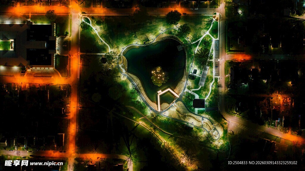 城市夜景灯光璀璨画面