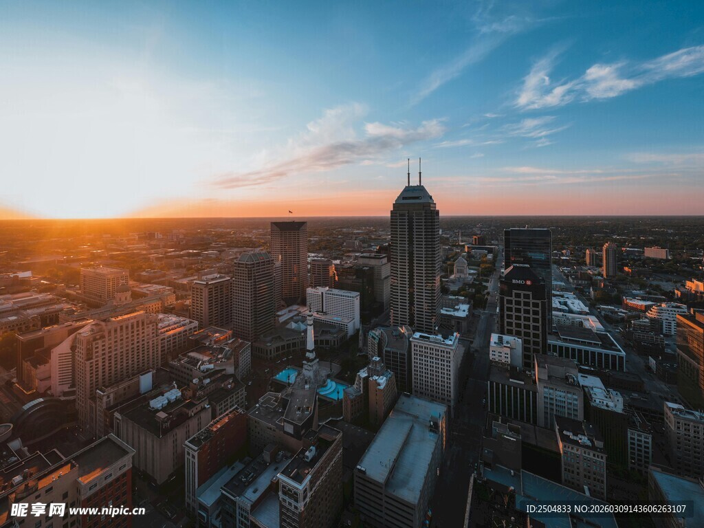 城市日出全景风光