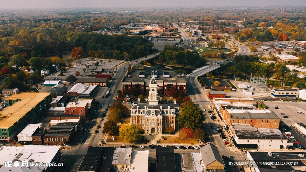 俯瞰城市建筑群景观