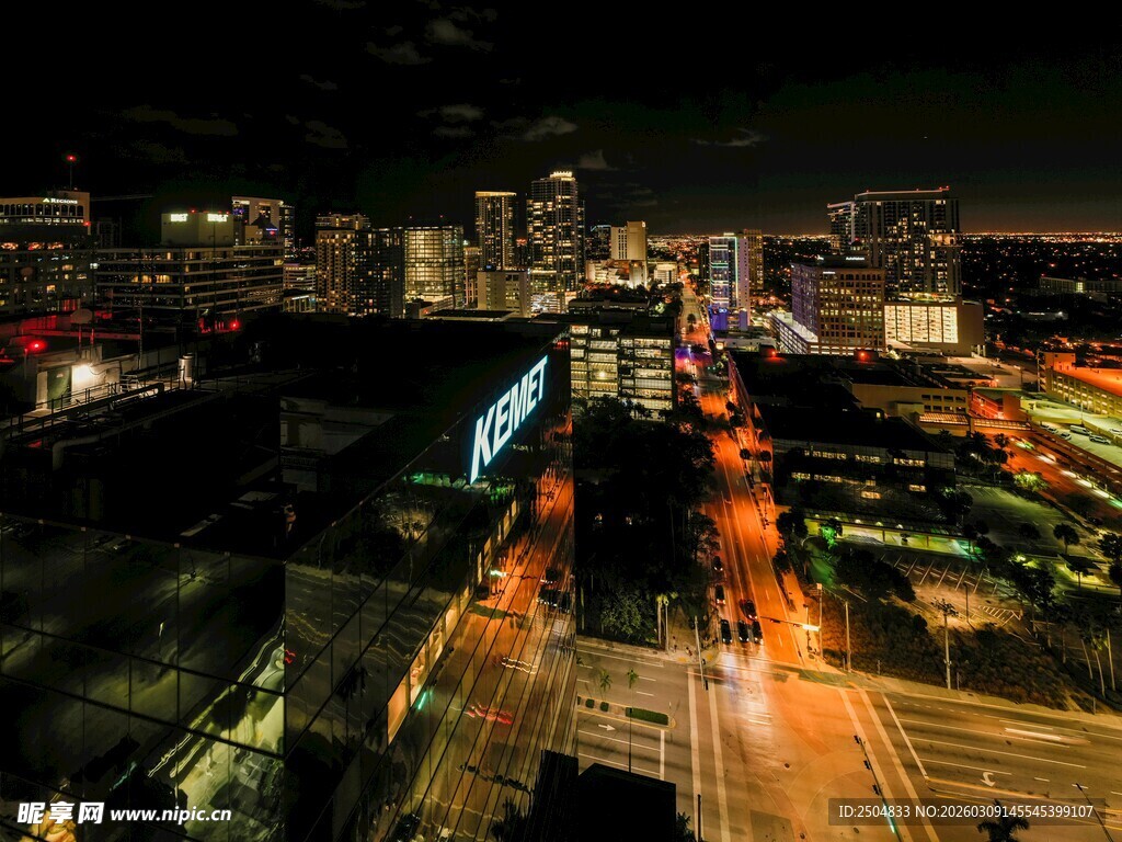 城市夜景中的车流与灯火