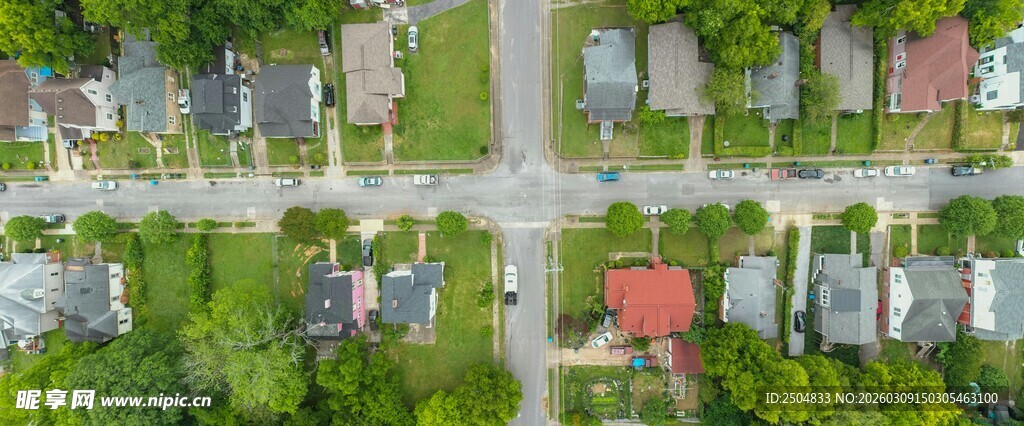 俯 居民区的绿意景象