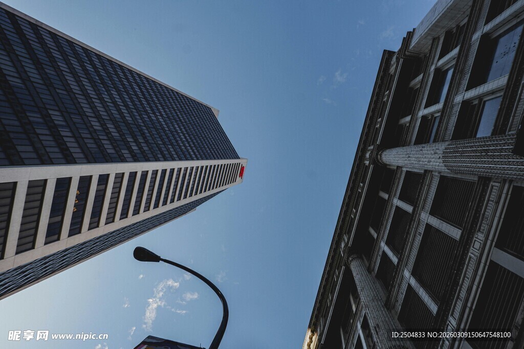 仰视城市高楼建筑景观