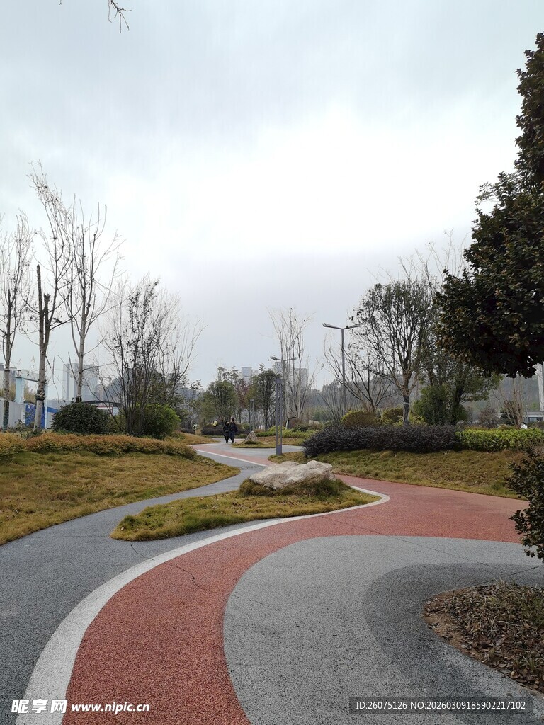 城市公园的优美景观小道