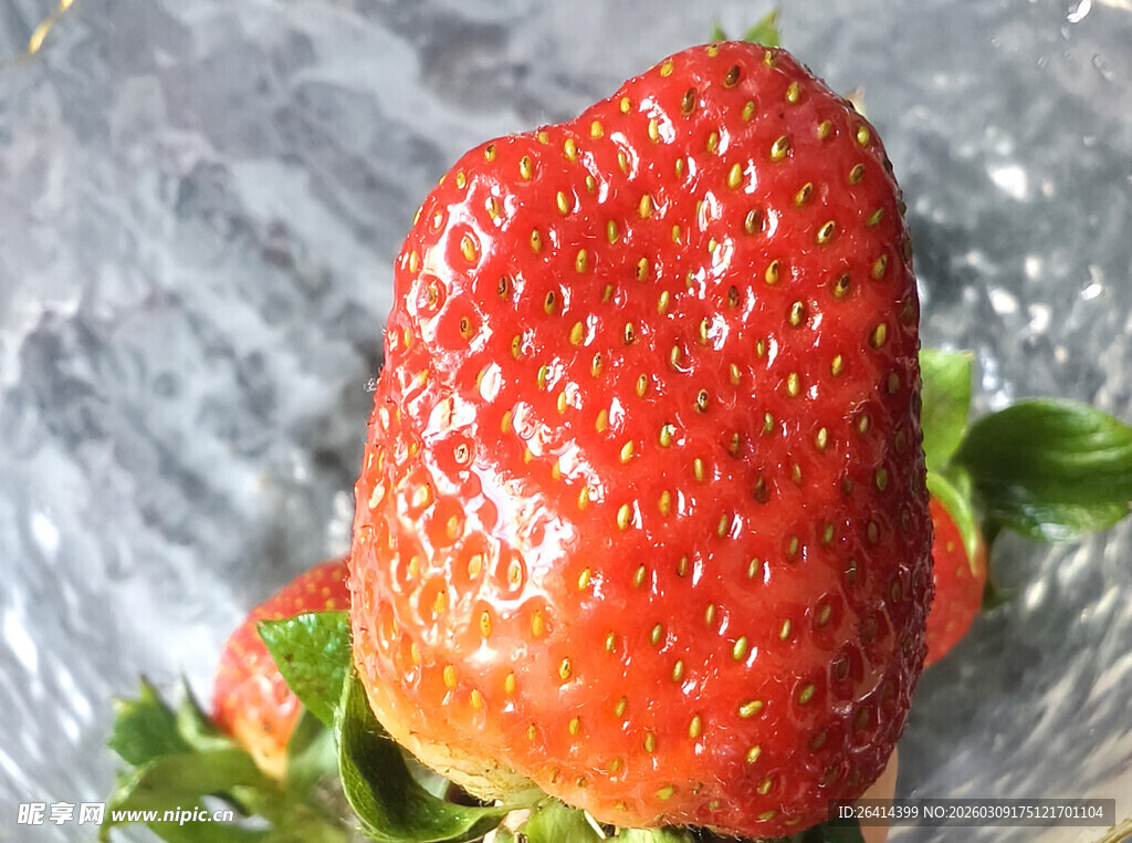 新鲜饱满的诱人草莓